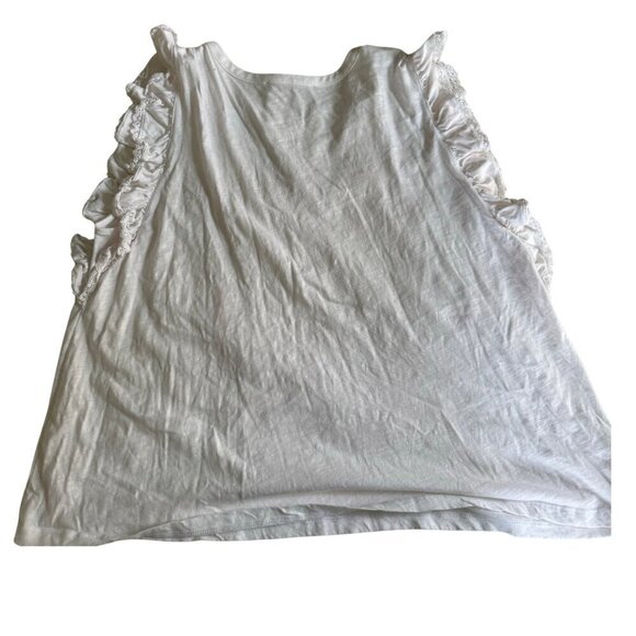 LOFT white Lace Trim Ruffle Henley Top sixe Xl - Picture 4 of 6